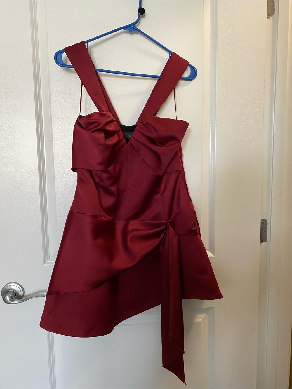 Zara Wine Sleeveless V-Neck Mini Dress with Side Tie - Picture 3 of 5